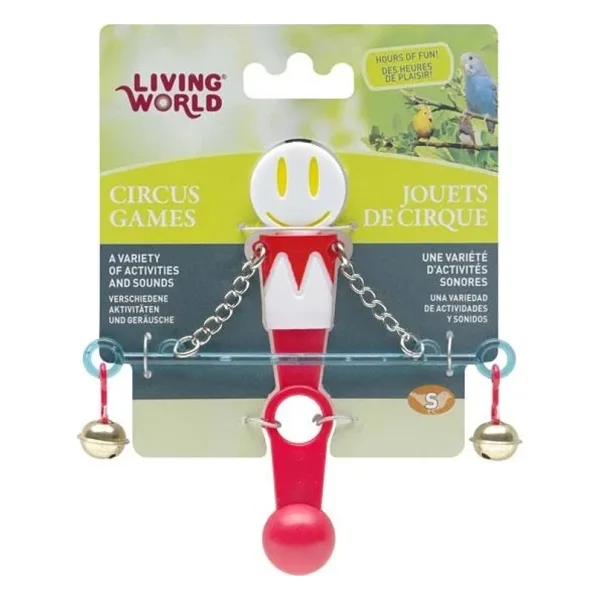 Living World Kırmızı-Beyaz Zilli Denge Çubuğu Kuş Oyuncağı
