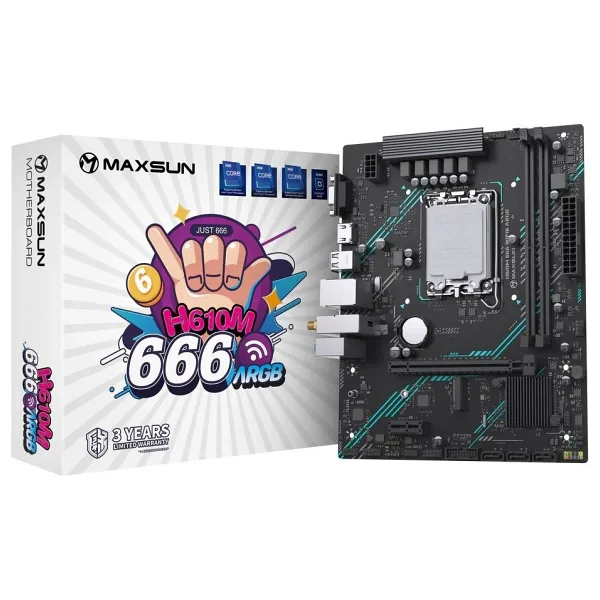 Maxsun H610M 666 WIFI6 ARGB Intel LGA1700 DDR4 Micro ATX Anakart