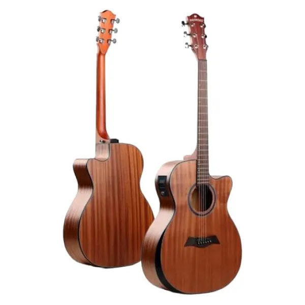 Maxword M450-EQ-AMP Profesyonel Masif Ağaç Amfili Elektro Akustik Gitar Seti üst Segment