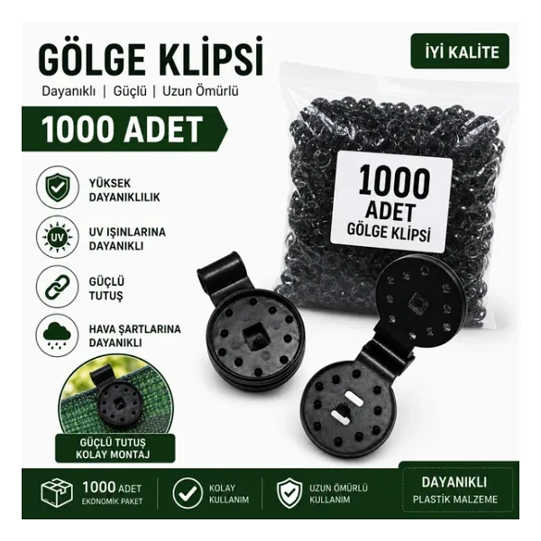 Mey İthalat Mey Ithalat 1000 Adet Gölge Filesi Klipsi Sera Filesi Sabitleme Klipsi Güneşlik Örtü Klipsi Yerli Üretim Uv Dayanımlı
