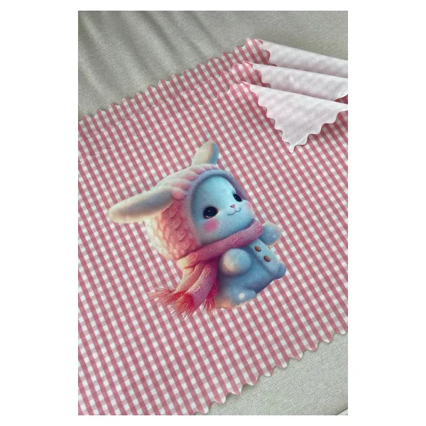 Montefair Yıkanabilir Karakterli Ilkokul ve Okul Öncesi Beslenme Örtüsü Beslenme Bezi 3 Adet 35 x 50 cm - Pembe - Beyaz