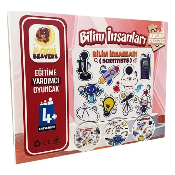 Moon Beavers Bilim İnsanları - 1 Ahşap Puzzle Eğitici Oyuncak