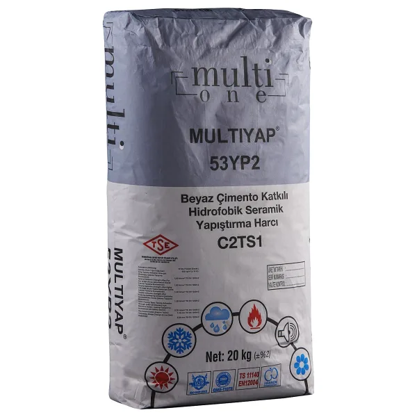MULTIYAP - 20kg - C2TS1 - Su Yalıtımlı Seramik Yapıştırma Harcı, Beyaz Renkli, Güçlü Tutuş