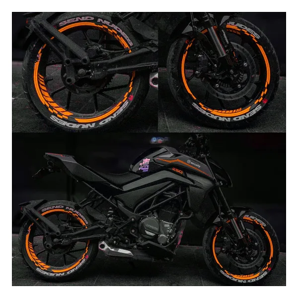 Neon Fosforlu Turuncu İç Dış Motosiklet Jant Şeridi Takımı Çınar Extreme