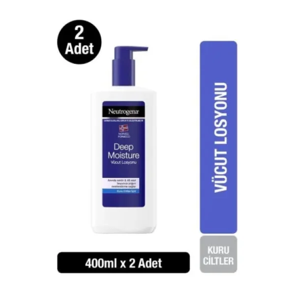 Neutrogena Deep Moisture Parfümlü Vücut Losyonu 400 ml x 2 Adet Kuru Ciltler için Derin Nemlendirme