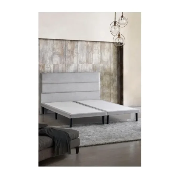 Niron Yatak Niron Slim Baza ve Başlık Takımı - 160X200 Çift Kişilik Kumaş Kaplı Metal Karyola ve Başlık Seti - Açık Gri - 160 x 200 cm