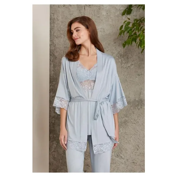 Pierre Cardin Dantelli Penye 3'lü Kadın Pijama Takımı - 2810