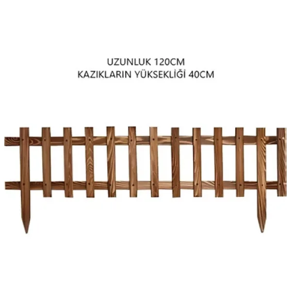 pinoxi Ahşap Bahçe Saksılık Çit Bahçe Çiti Kazıklı 120cm X 40cm