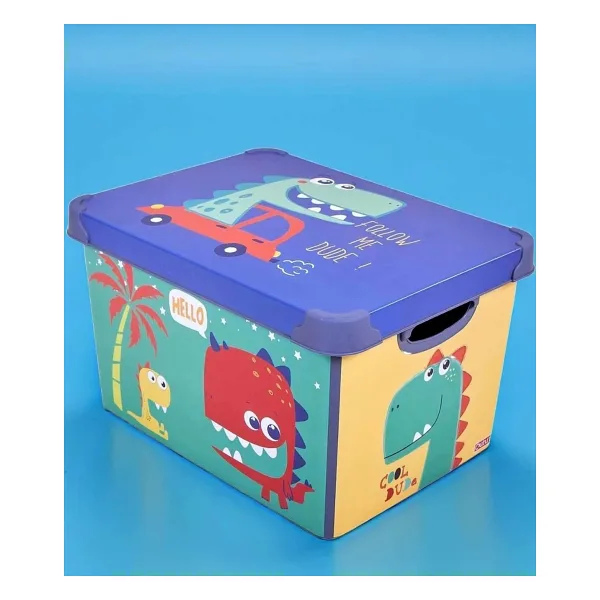 QUTU Style Box Dude Desenli 20 L Dekoratif Oyuncak ve Saklama Kutusu