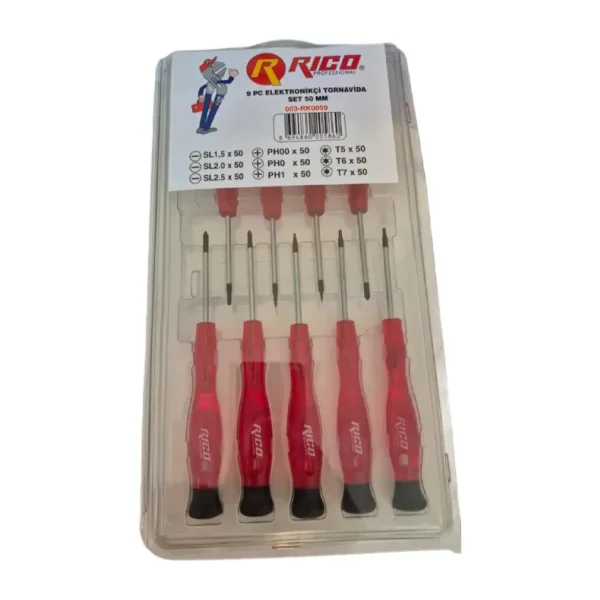 Rico 003-Rk0059 9 Parça Elektronikçi Tornavida Seti 50 Mm