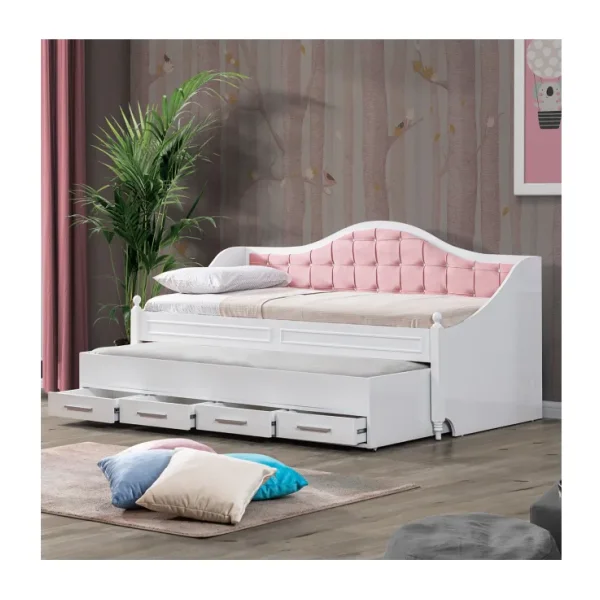 Setay Mobilya Eymen Pembe 90x200 cm Divan Çekmeceli Yavrulu Karyola
