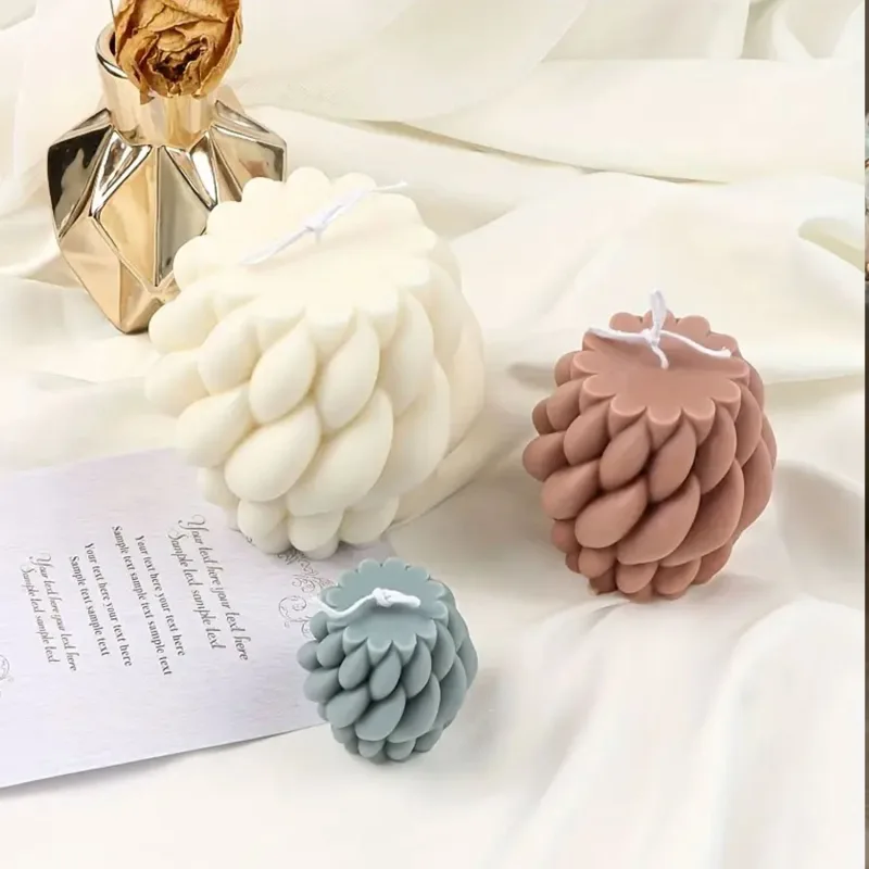 Silikon Mum Yağmur Damlası Şekilli Büyük Boy 3D Geometrik Kavisli Sütun Sabun Kalıbı - Standart