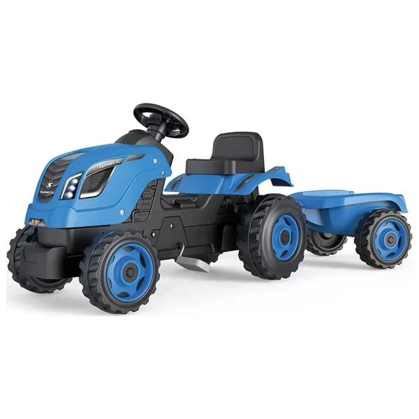 Smoby 710129 Farmer XL Mavi Römorklu Pedallı Traktör