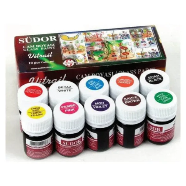 Südor Vitrail Cam Vitray Boyası 10 Renk x 25 ml.