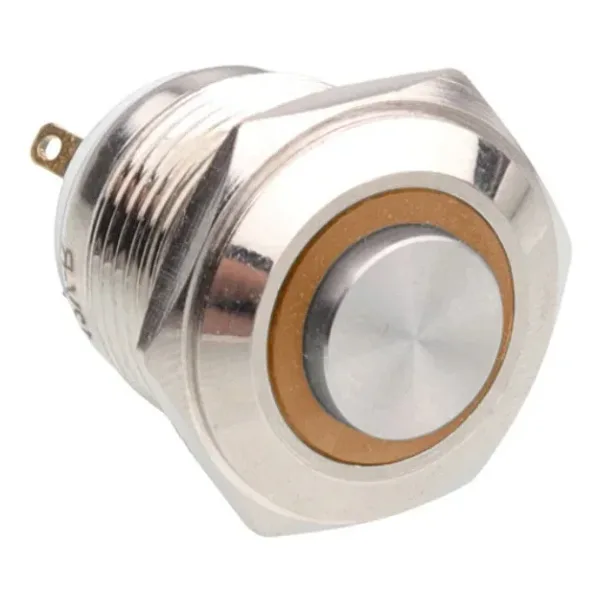 WD16H-G1-E 16mm Çıkık Yaylı Işıklı Metal Buton - Sarı