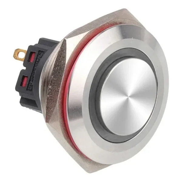 WD30B-G1-E 30mm Çıkık Yaylı Işıklı Metal Buton - Beyaz