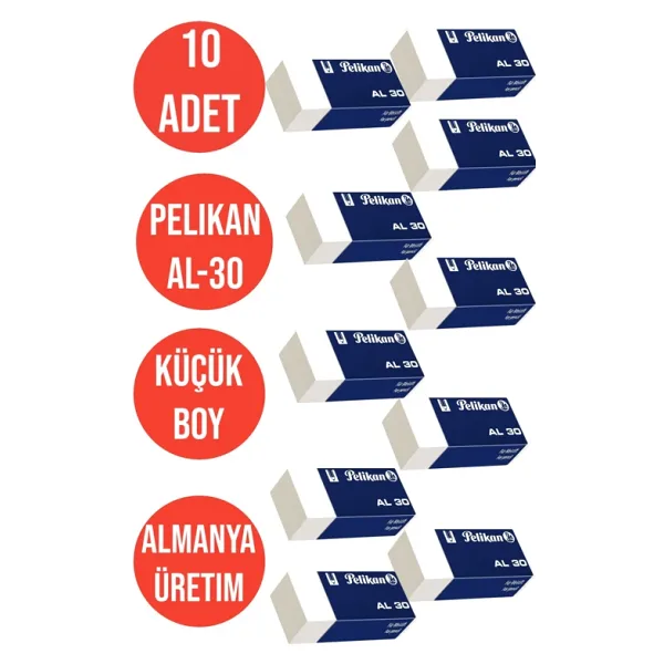 10 Adet Küçük Boy Silgi Beyaz Pelikan Al-30