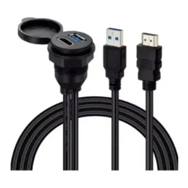 2 Bağlantılı Gömme Panel Montaj USB Uzatma Kablosu - 2 Metre