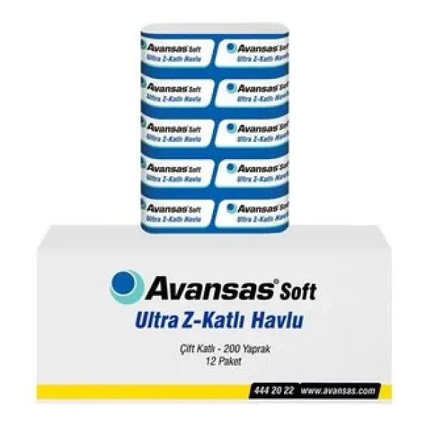 Avansas Soft Ultra 23x24 cm Z Katlama 200 Yaprak 12'li Paket Kağıt Havlu