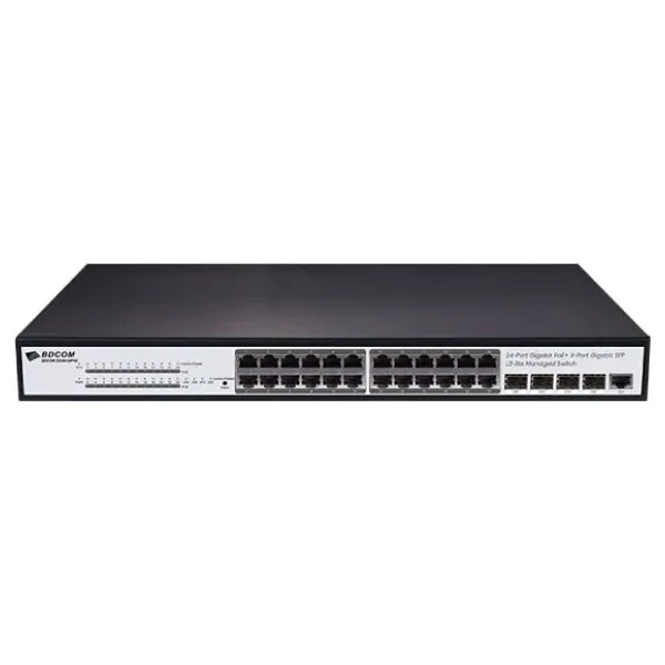 BDCOM S2500-24P4S 24 PORT 10/100/1000 24 PORT POE 4 X SFP 370W LAYER 3 YÖNETİLEBİLİR RACK MOUNT SWITCH