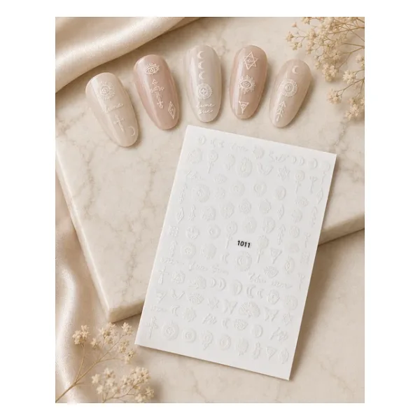 Beyaz Gotik Stil Tırnak Sticker Tırnak Etiketi Nail Art Jo-1011