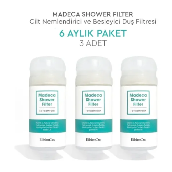 Bibimcos Madeca Duş Filtresi 3'lü Paket Cilt Nemlendirici ve Besleyici 6 Aylık Kullanım