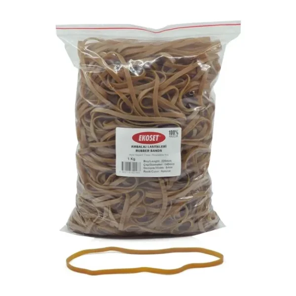 Ekoset 220x5mm Geniş Kauçuk Paket Ambalaj Kasa Lastiği 1Kg