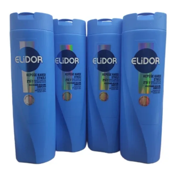Elidor KEPEĞE KARŞI ETKİLİ 2'Sİ 1 ARADA ŞAMPUAN VE BAKIM KREMİ 400 ML (YENİ) X 4 ADET