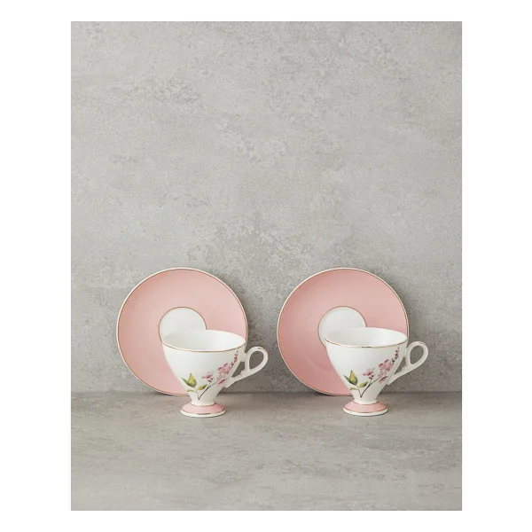 English Home Valentina New Bone China Pembe 2 Kişilik Kahve Fincan Takımı