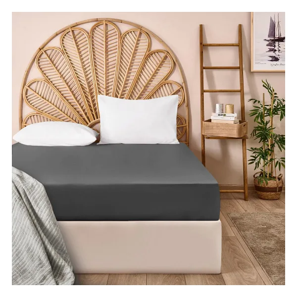 Evidea Soft Basic Antrasit 160x200 cm Çift Kişilik Lastikli Çarşaf