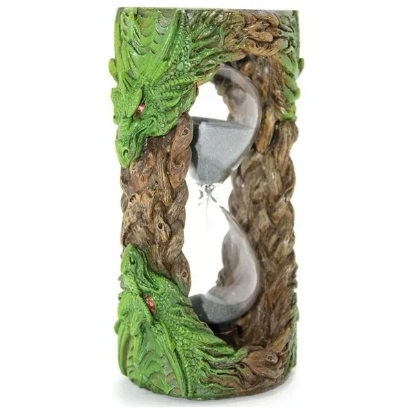 Feng Şui Kum saati Dragon Ejderha Polyester Cam Feng Şui Yeşil