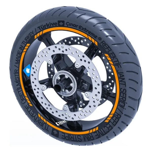 Floresan Turuncu 4 Parçalı Kesikli Jant Şeridi Sticker Çınar Extreme
