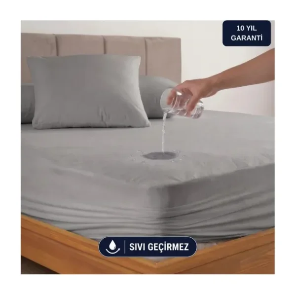 Formeya Pamukkale Gri Alez Mikro Fitted Sıvı Geçirmez Yatak Koruyucu Alez