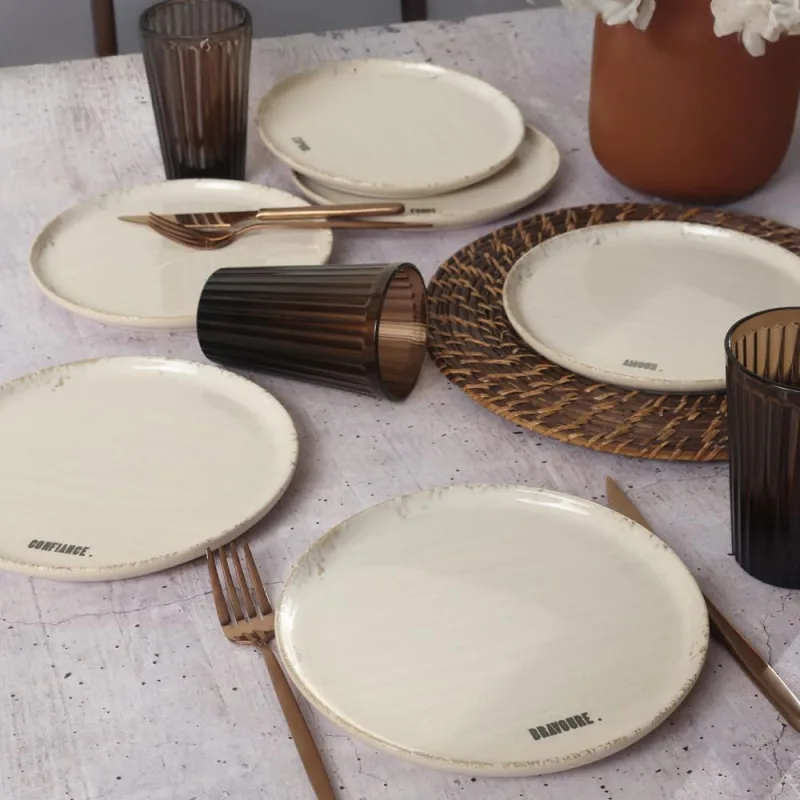 Keramika Floral Waves Nordic 22669 22 cm 6'lı Pasta Tabağı