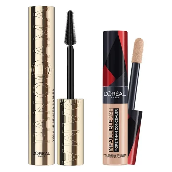 L'Oreal Paris Panorama Hacim Veren Maskara Siyah & Infaillible Tüm Yüze Uygulanabilir Kapatıcı 322 Ivory, 11 ml