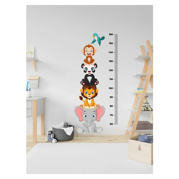 MAARS Sevimli Hayvanlar Temalı Boy Ölçer Çocuk Odası Çok Amaçlı Dekoratif Metre Duvar Sticker