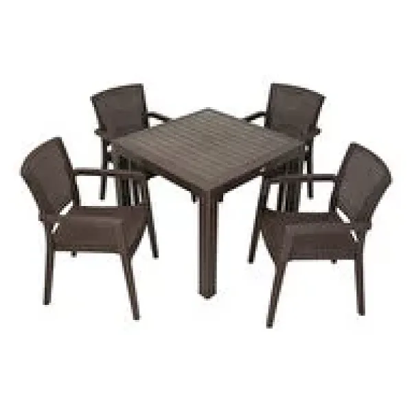 Mandella Elit Rattan 90x90 Zeus Koltuk Masa Takımı KAHVERENGİ