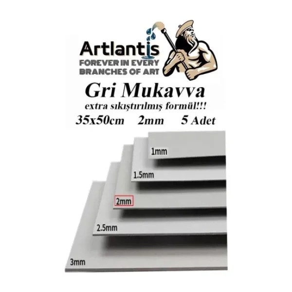 Mukavva Gri 2 Mm 35x50 Cm 5 Adet Sert Karton Ekstra Sıkıştırılmış 35x50 Mukavva Gri Renkli 2mm 5 Adet