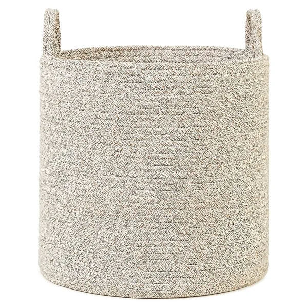 Ocean Home Textile Bej Kırçıllı Pamuklu Halat Sepet 40 x 40 cm