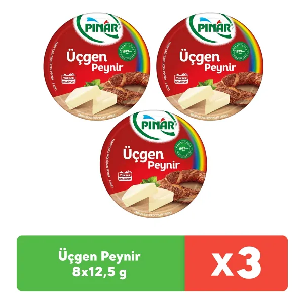 Pınar Üçgen Peynir 8x12.5 gr 3'lü