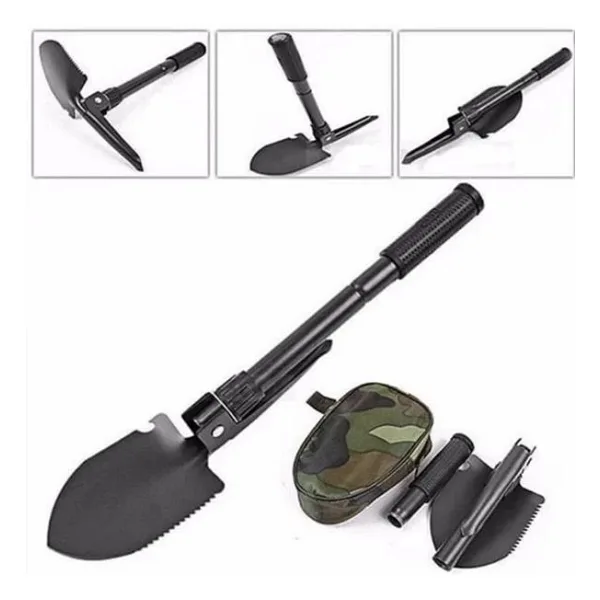 Pusulalı Katlanabilen Portatif Çantalı Mini Kazma Kürek Seti