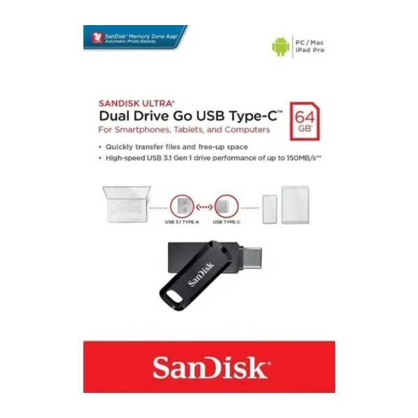 SanDisk Ultra Dual Drive GO SDDDC3-064G-G46 64 GB Flash Bellek