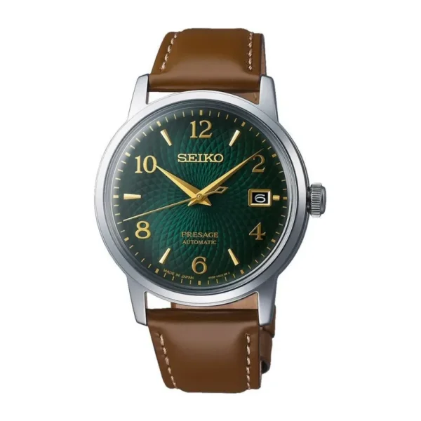 Seiko Presage Cocktail Time SRPE45 Deri Kordon Kahverengi-Yeşil Erkek Kol Saati