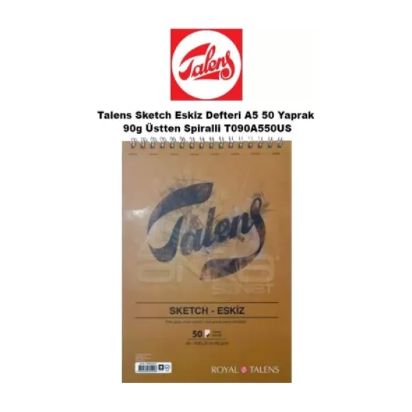 Talens Sketch Eskiz Defteri A5 50 Yaprak 90g Üstten Spiralli T090A550US