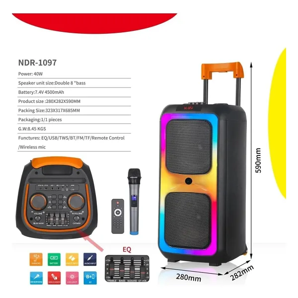 Torima NDR-1097 Mikrofonlu RGB Bluetooth Hoparlör