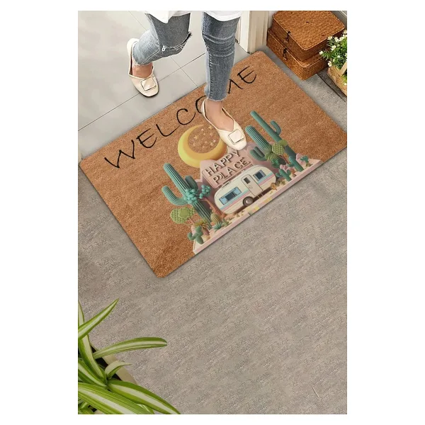 Valerine Life Kaktüs ve Karavan Welcome Kapı Önü Paspası 45x70cm