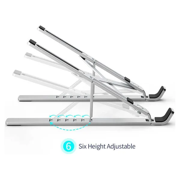 Wiwu S400 Laptop Standı 6 Kademeli Katlanabilir MacBook Stand Alüminyum Alaşım - Gümüş