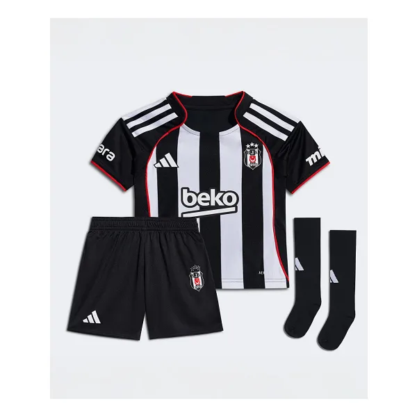 adidas Beşiktaş Mini Set 25-26 Unisex Futbol Forması, 98, 6KS4KD010001, Çubuklu, Üniseks bebek
