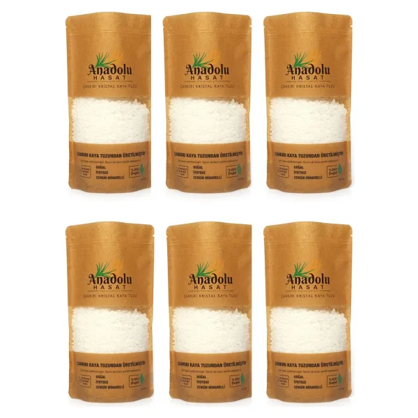 Anadolu Hasat Çankırı Granül (Kalın) Kristal Kaya Tuzu 1 kg 6 Paket- -Turşuluk - 6 kg