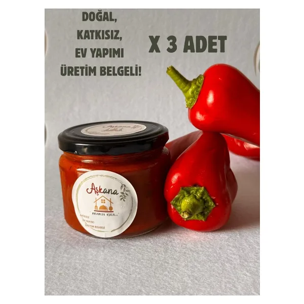 Aşkana Lutenitsa 300G X 3 Adet - Ev Yapımı Katkısız Geleneksel Balkan Sosu Kahvaltılık Ve Sos Seti